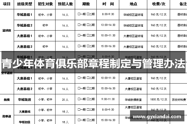 青少年体育俱乐部章程制定与管理办法